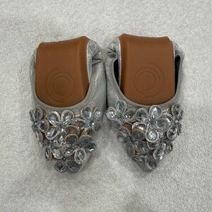 Elegant Silver Embellished Women's Ballerina Flats